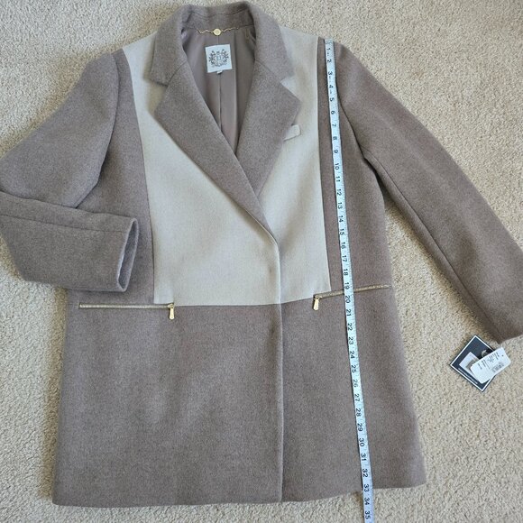 DAWN LEVY Lila two- tone colorblock wool blend coat - Picture 10 of 14